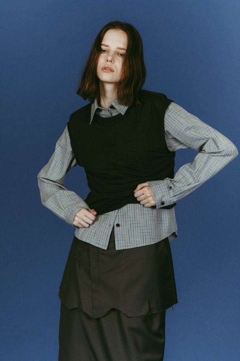 2 - piece layered compact shirt/bluecharcoal - KNUTH MARF