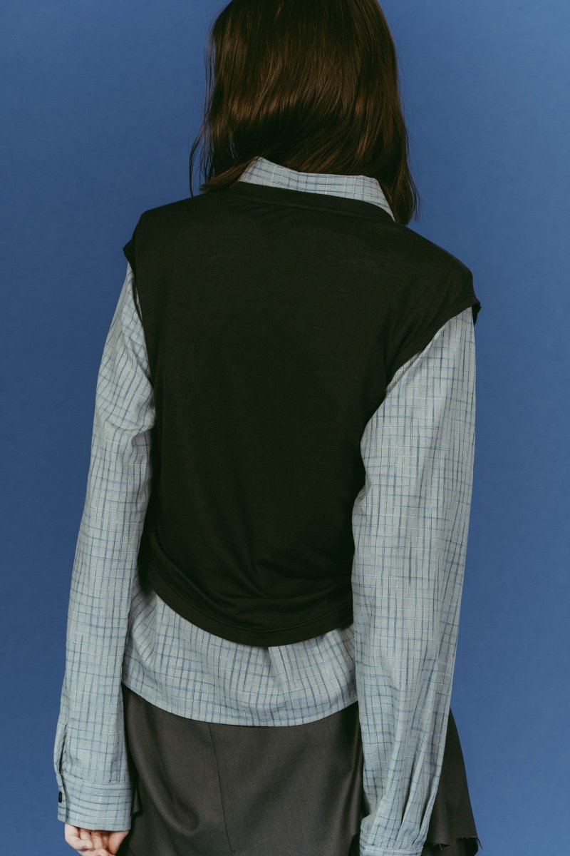 2 - piece layered compact shirt/bluecharcoal - KNUTH MARF