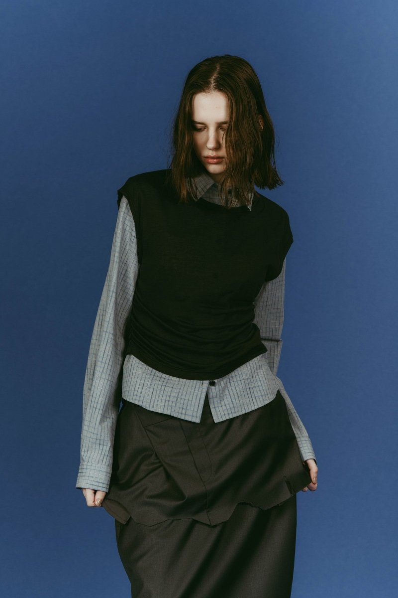 2 - piece layered compact shirt/bluecharcoal - KNUTH MARF