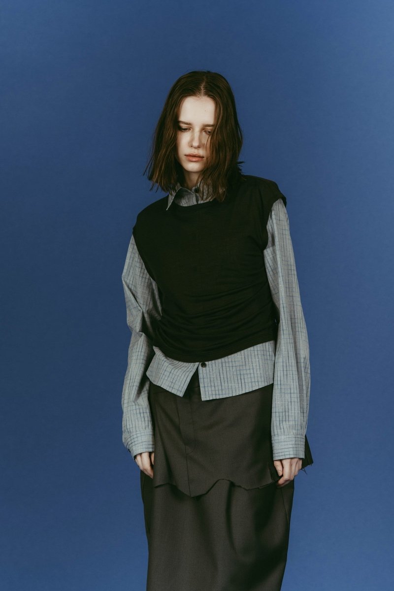 2 - piece layered compact shirt/bluecharcoal - KNUTH MARF