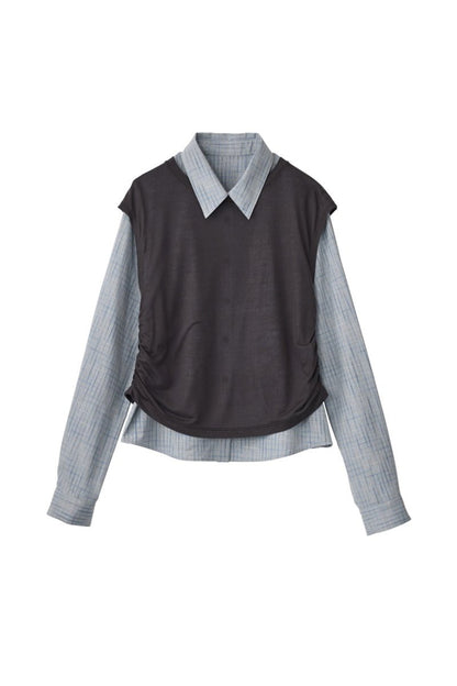 2 - piece layered compact shirt/bluecharcoal - KNUTH MARF