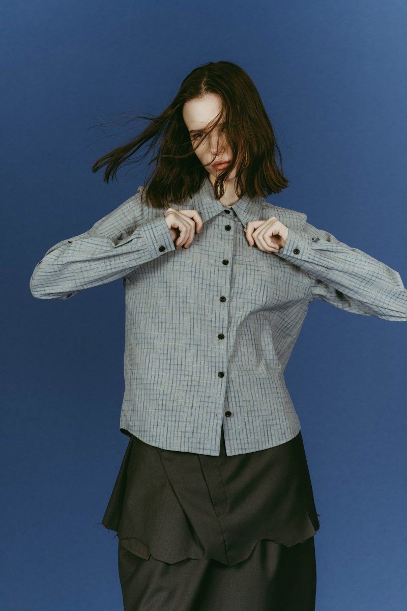 2 - piece layered compact shirt/bluecharcoal - KNUTH MARF