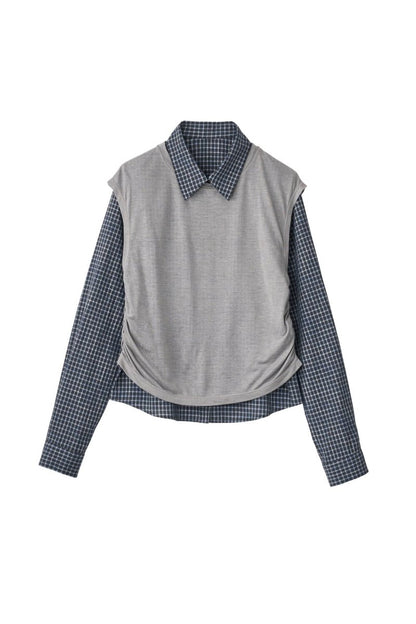 2 - piece layered compact shirt/navygray - KNUTH MARF