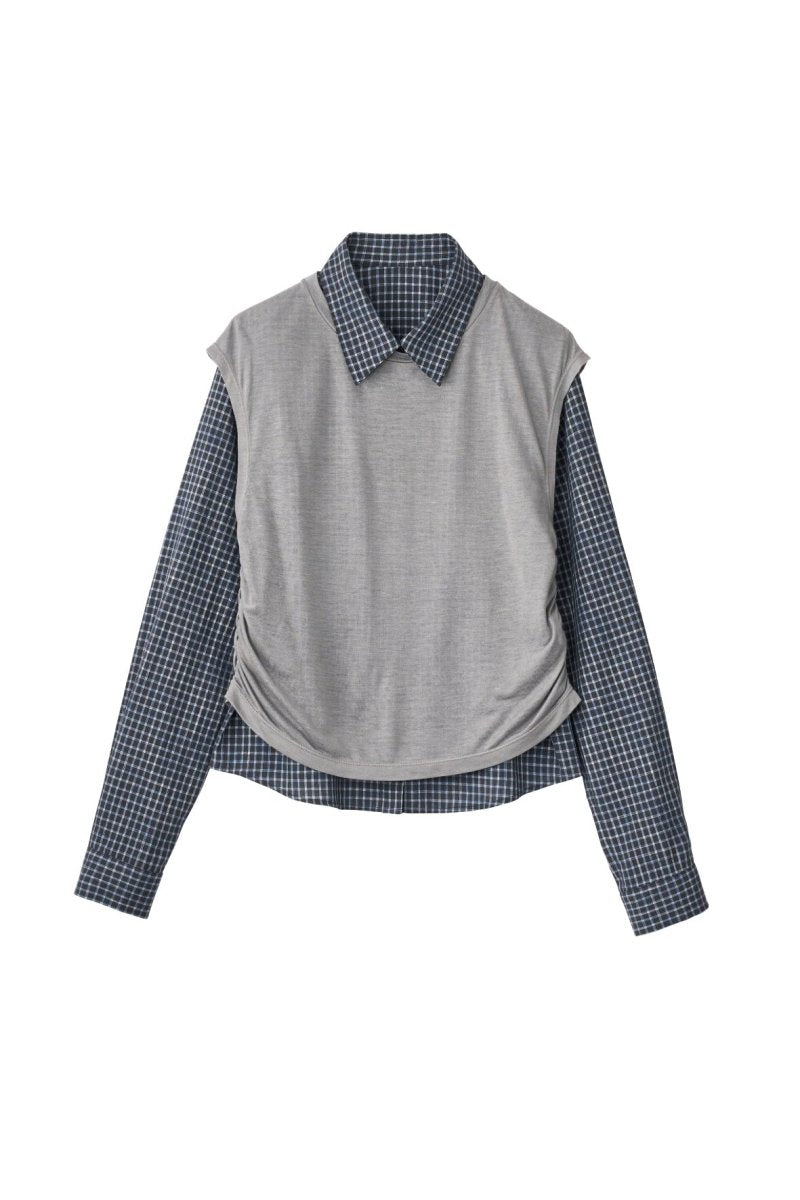 2 - piece layered compact shirt/navygray - KNUTH MARF