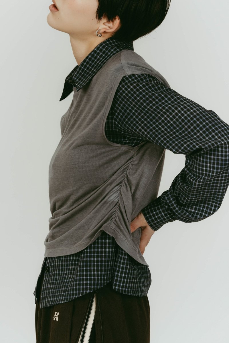 2 - piece layered compact shirt/navygray - KNUTH MARF