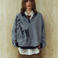 reversible jacquard polo knit(unisex)/navy