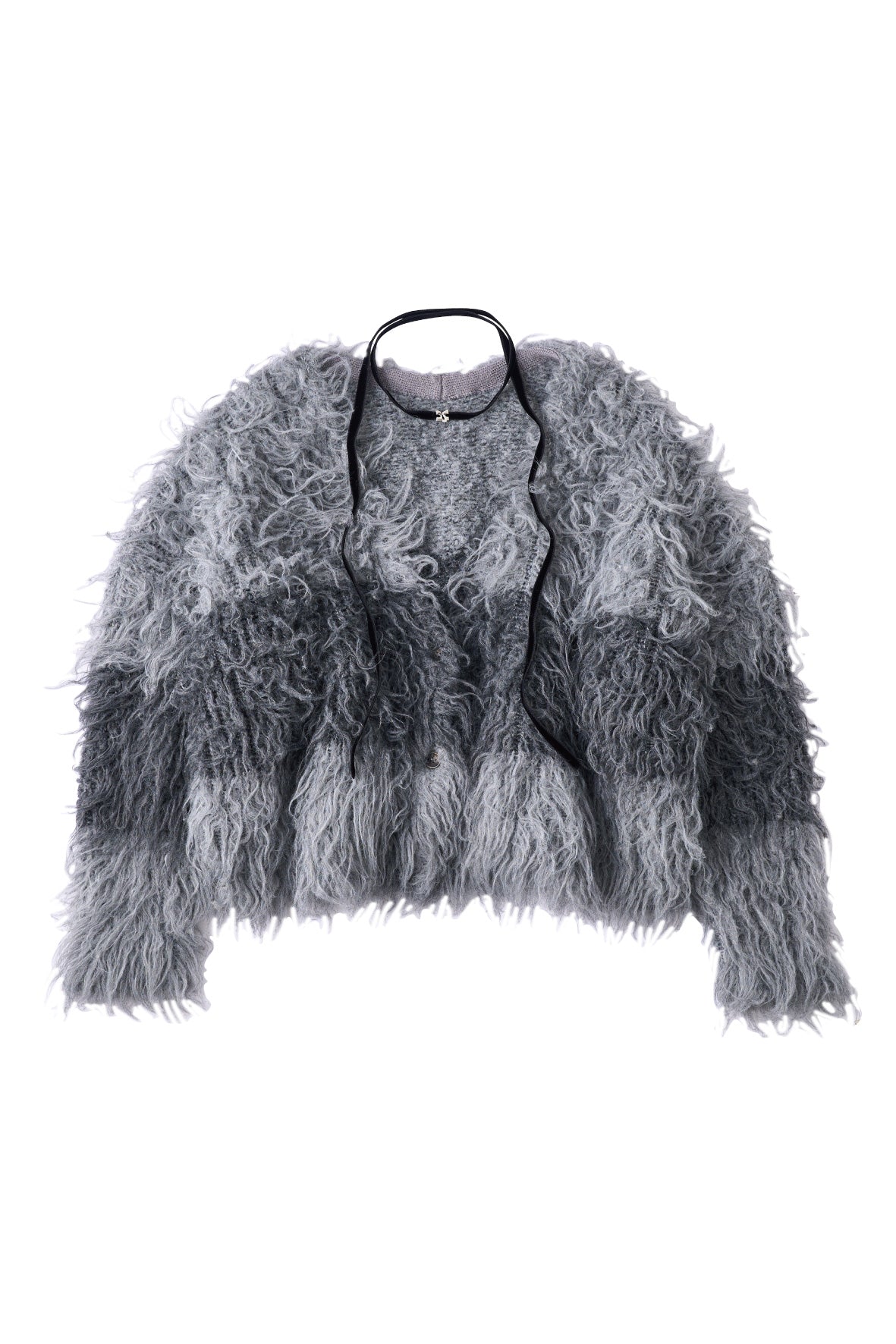 shaggy cardigan/gray,pink