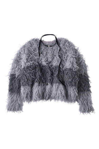 shaggy cardigan/gray,pink