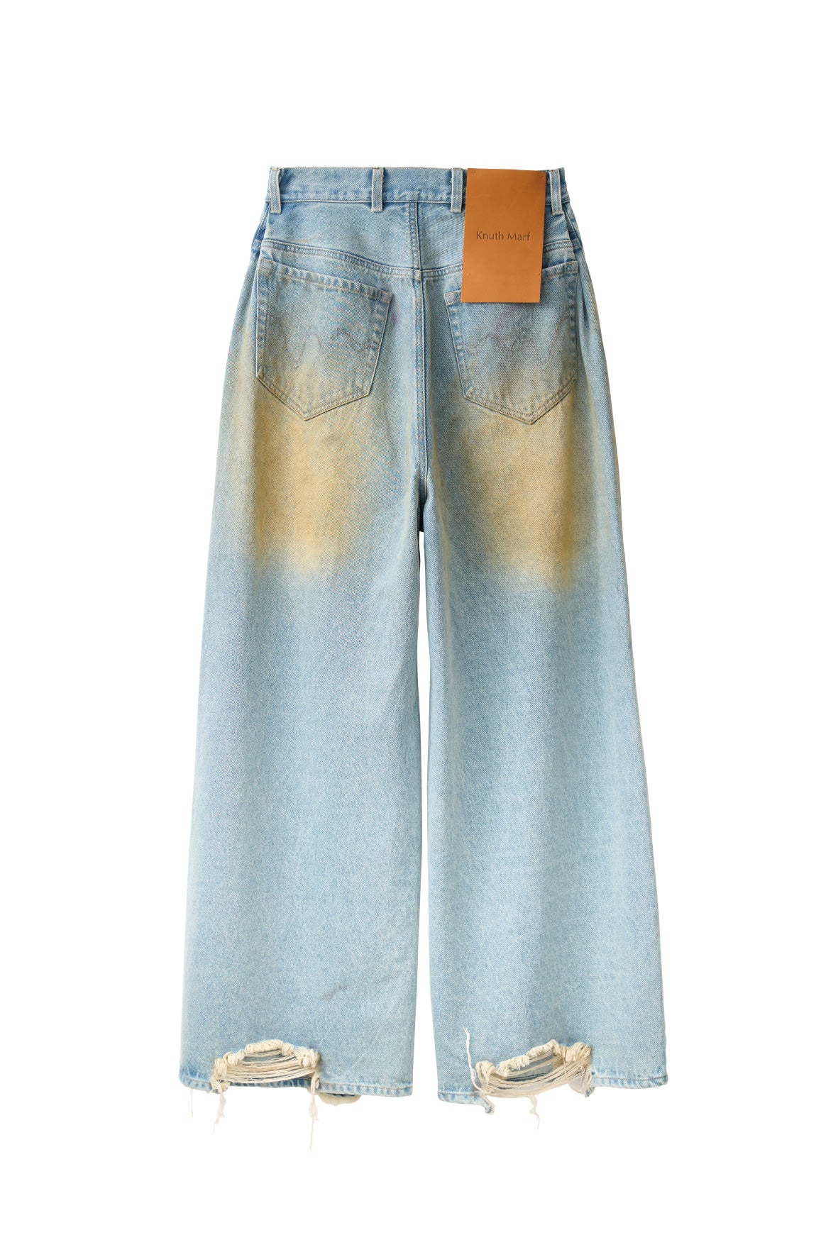 damage denim pants(unisex)/saxblue