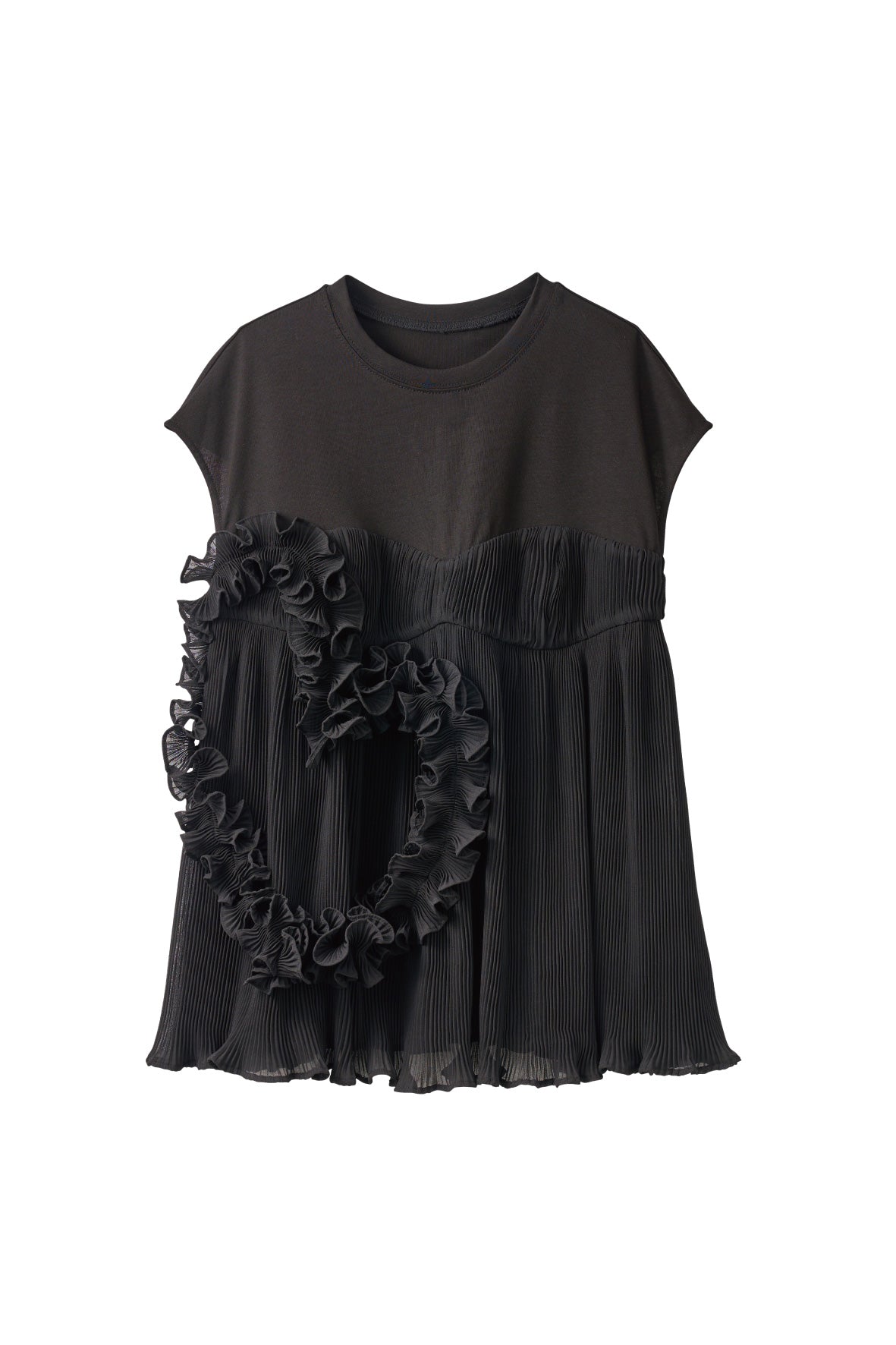 heart motif tulle tops/2color