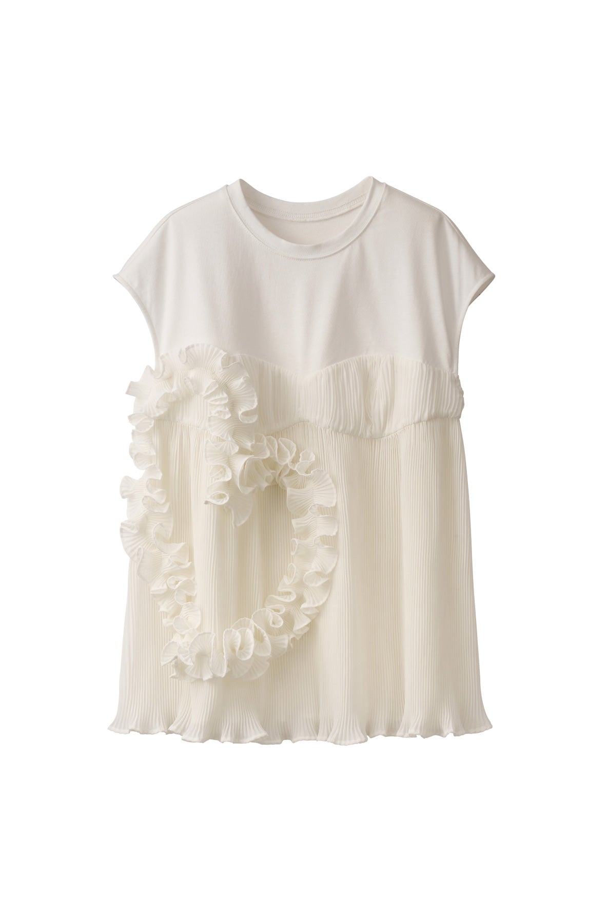 heart motif tulle tops/2color