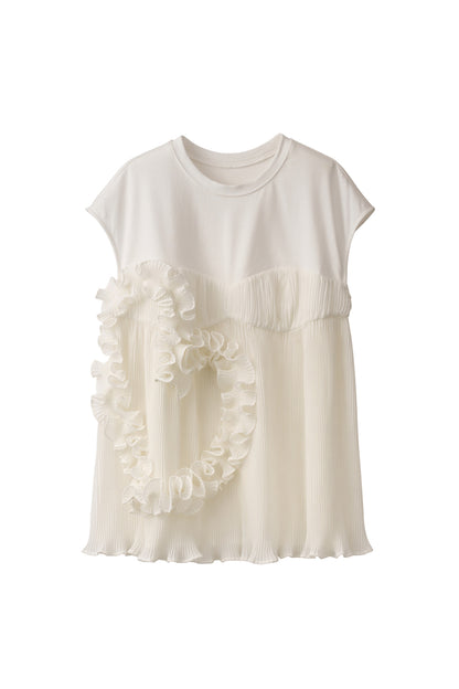 heart motif tulle tops/2color