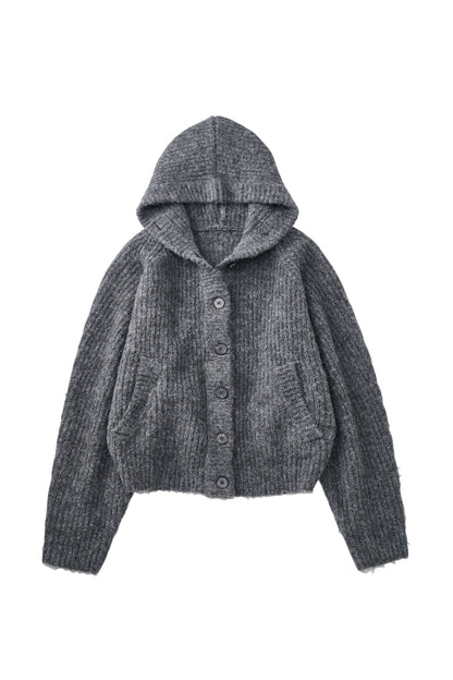 hooded cardigan knit/gray