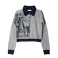 jacquard polo knit/navy