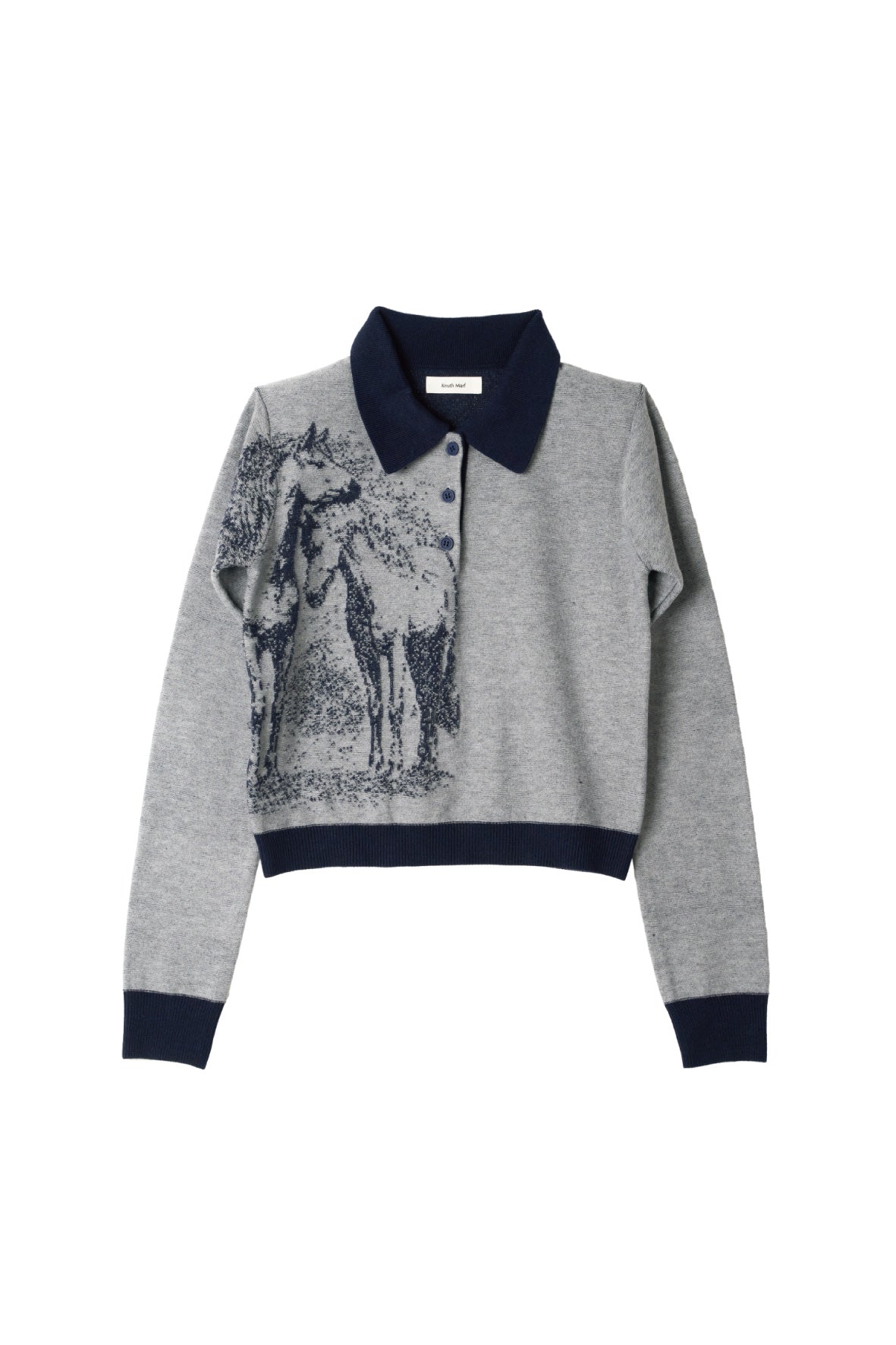 jacquard polo knit/navy