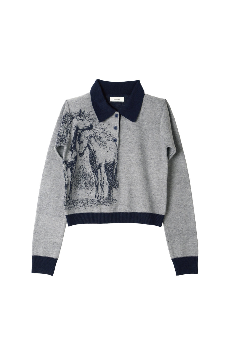 jacquard polo knit/navy