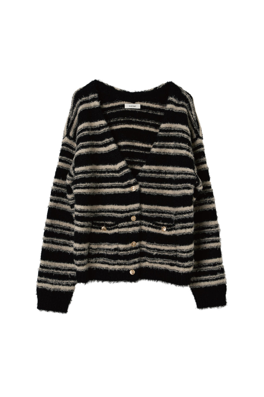 gold button trad cardigan/black