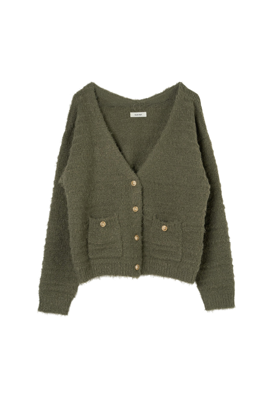 gold button trad cardigan/khaki