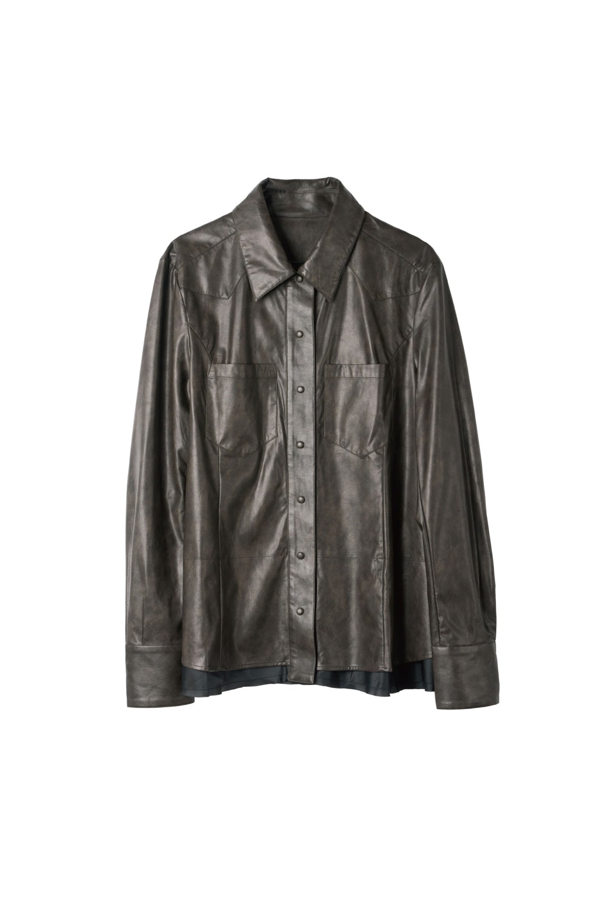 raw edge shirt/leather