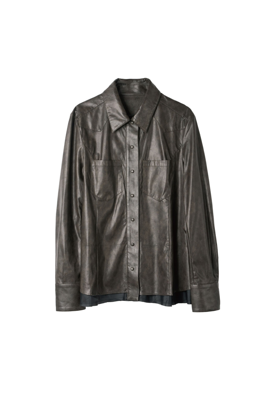 raw edge shirt/leather