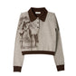 jacquard polo knit/brown