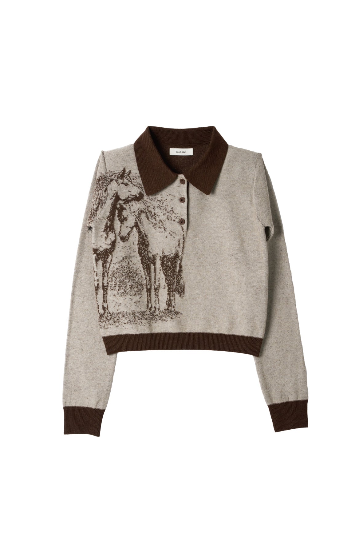 jacquard polo knit/brown