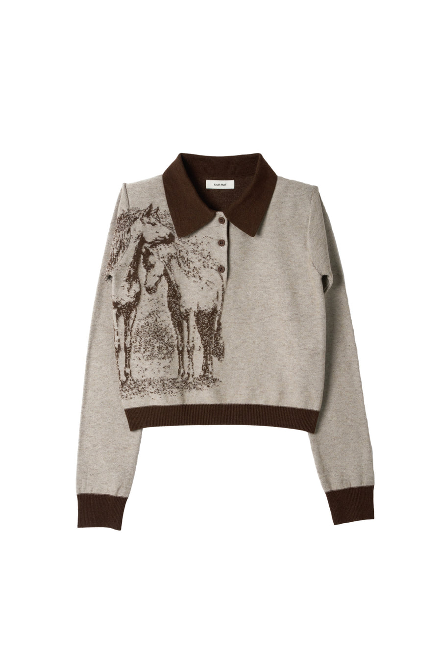 jacquard polo knit/brown