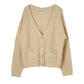 gold button trad cardigan/cream
