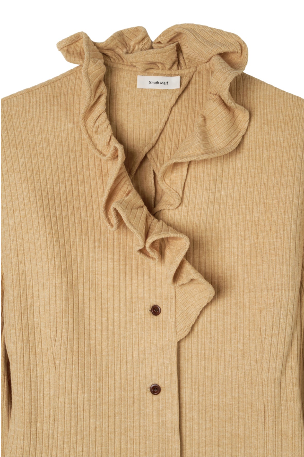 drop shoulder frill knit/yellow