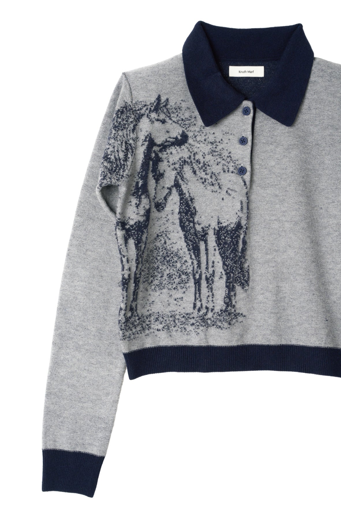 jacquard polo knit/navy