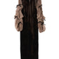 draped tulle dress/brown
