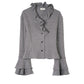 drop shoulder frill knit/gray