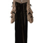 draped tulle dress/brown
