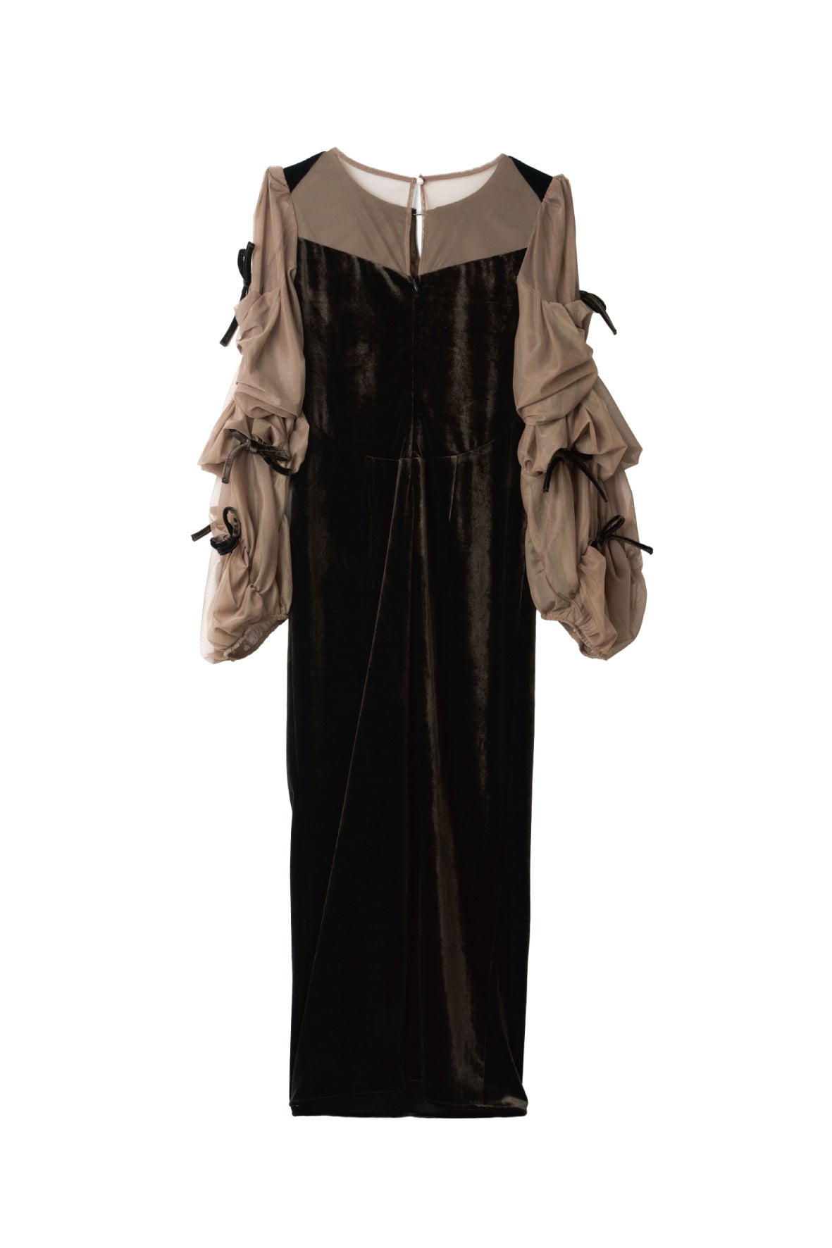 draped tulle dress/brown