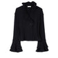 drop shoulder frill knit/black