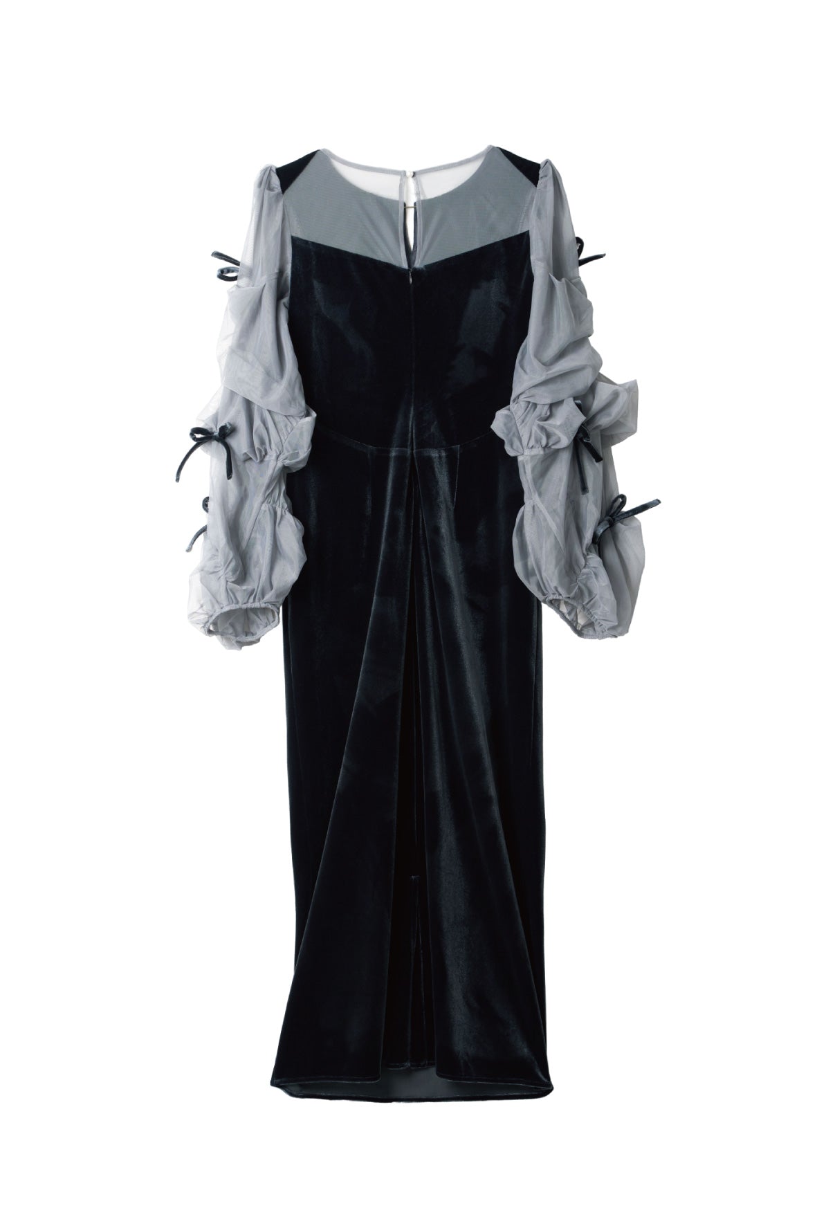 draped tulle dress/bluegray