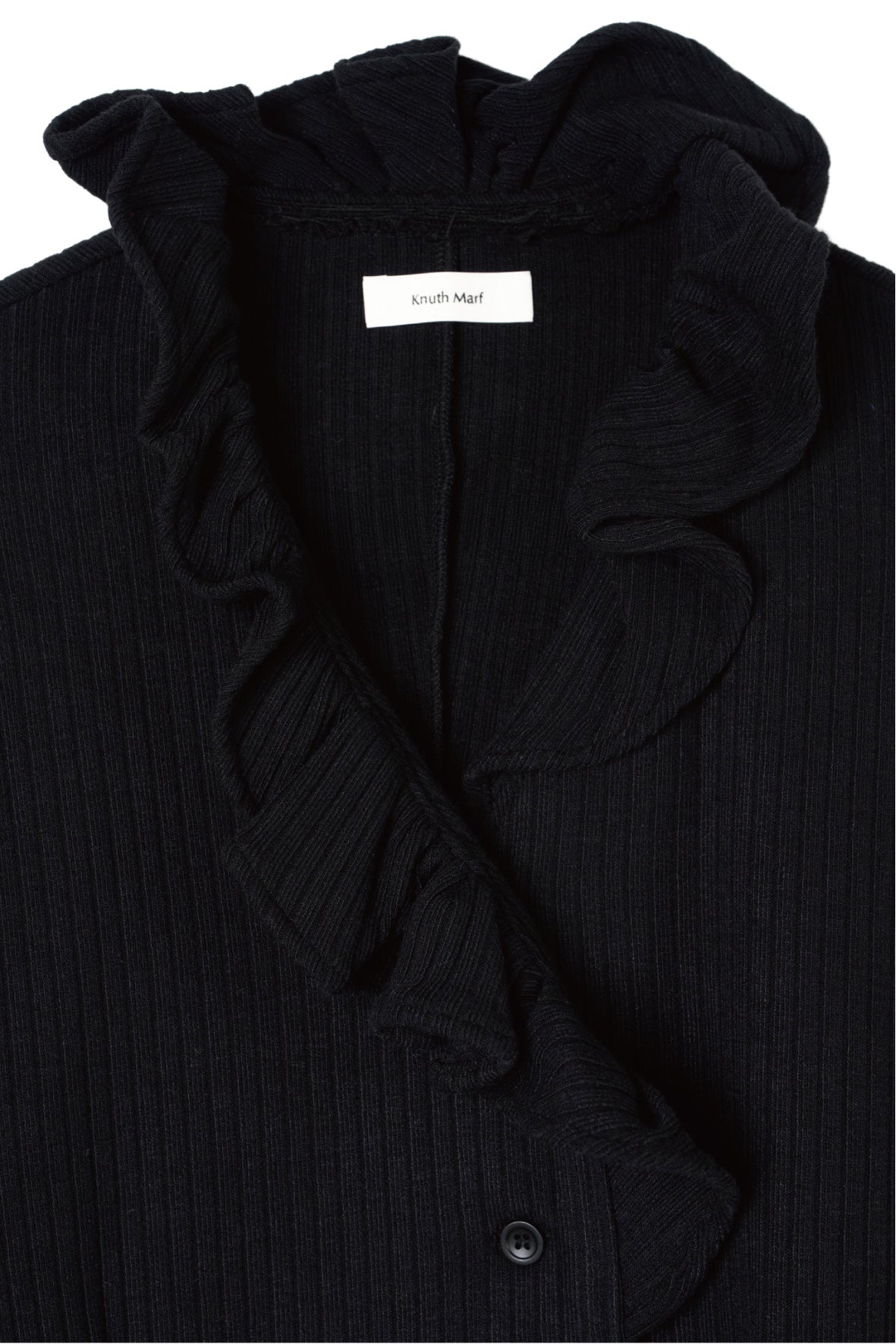 drop shoulder frill knit/black