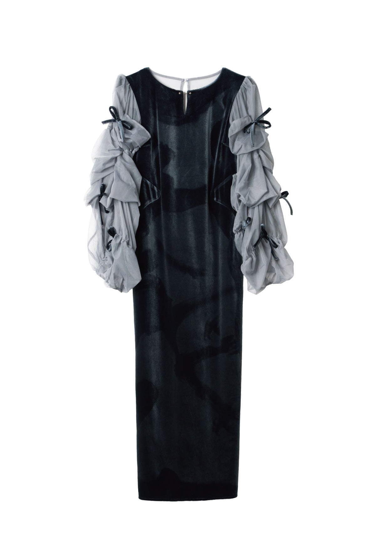 draped tulle dress/bluegray