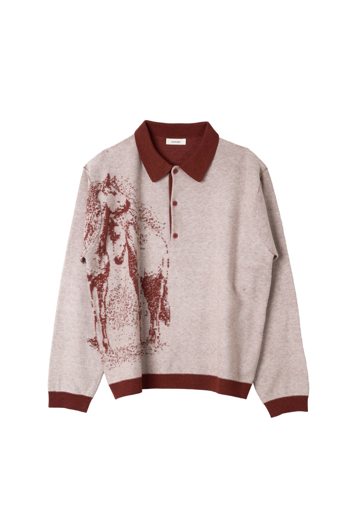 reversible jacquard polo knit(unisex)/red