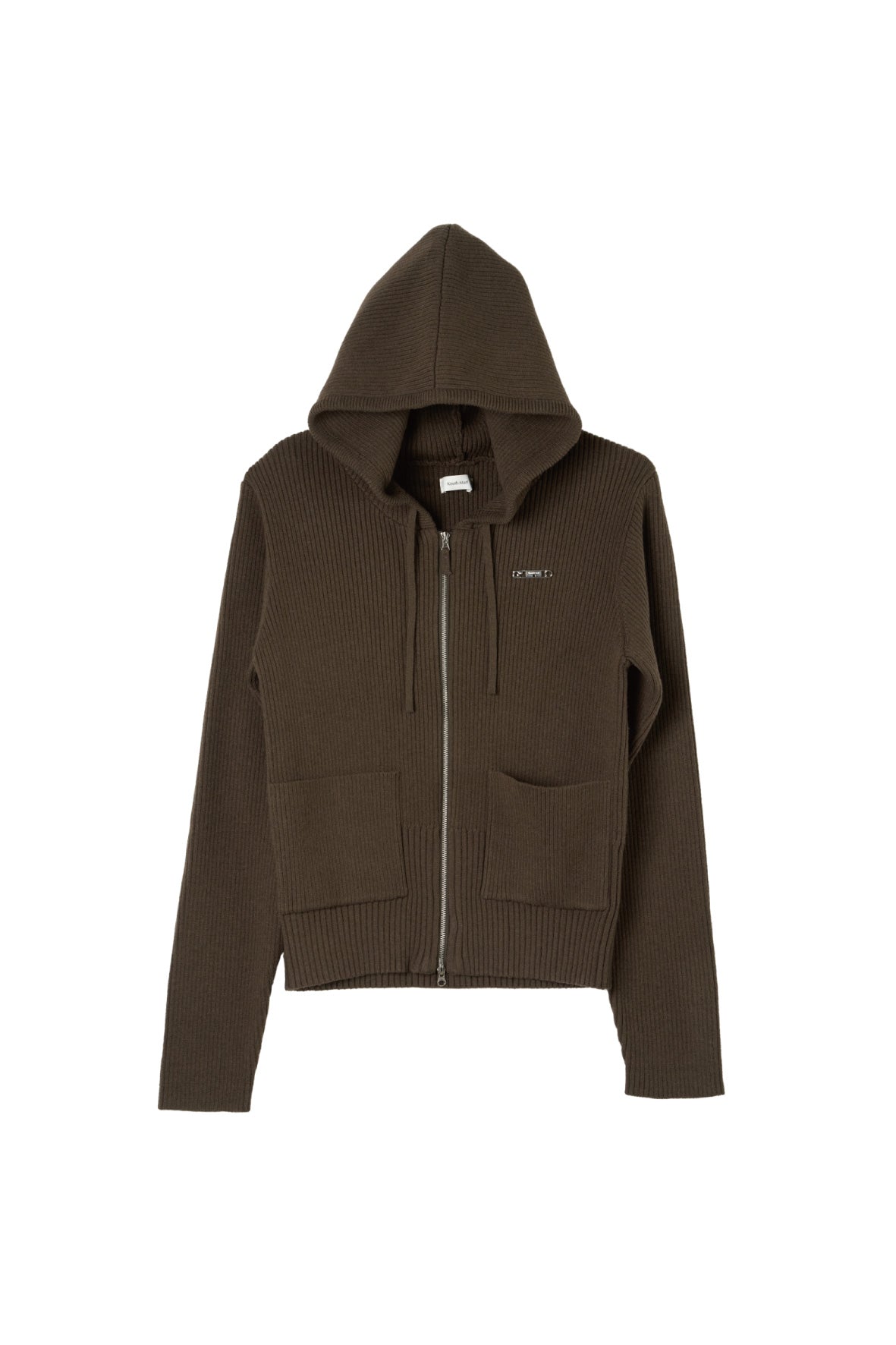 hooded knit parka/brown