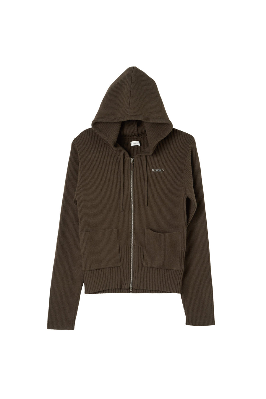 hooded knit parka/brown