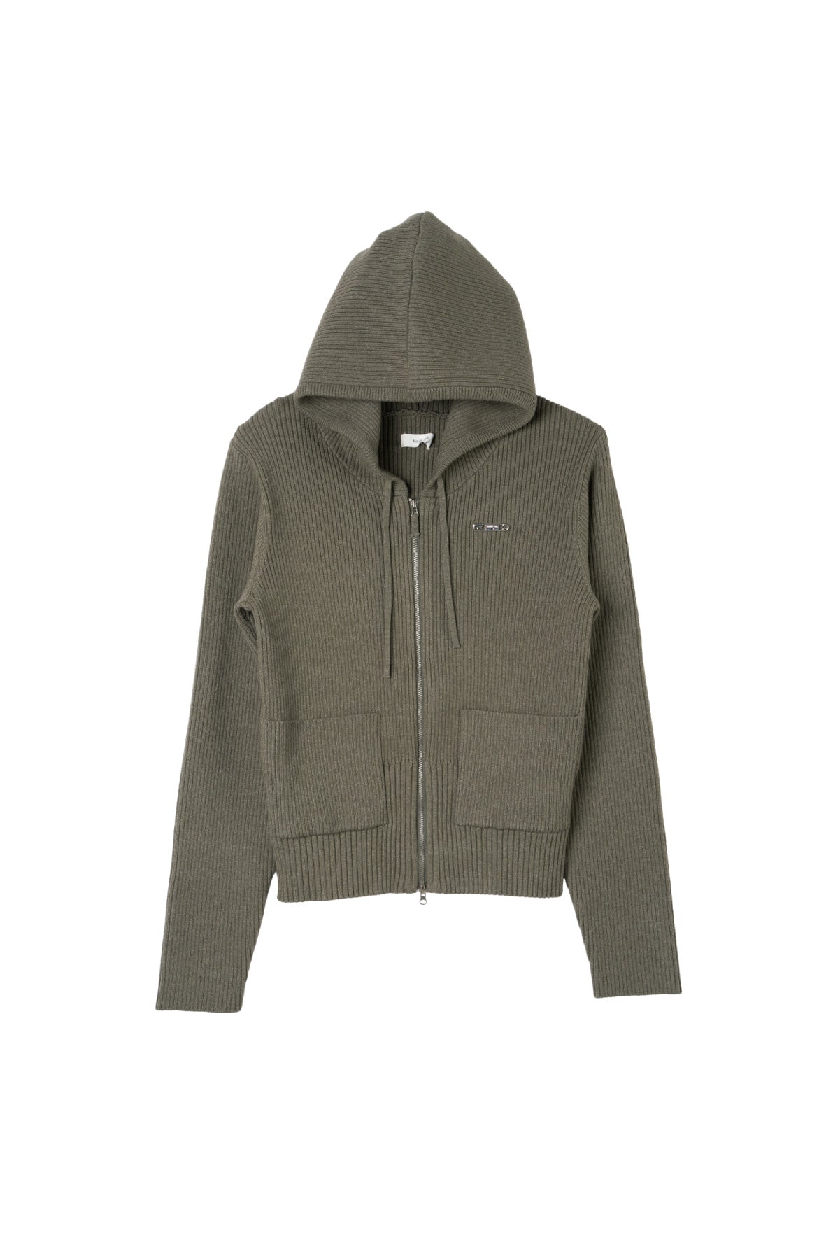 hooded knit parka/gray