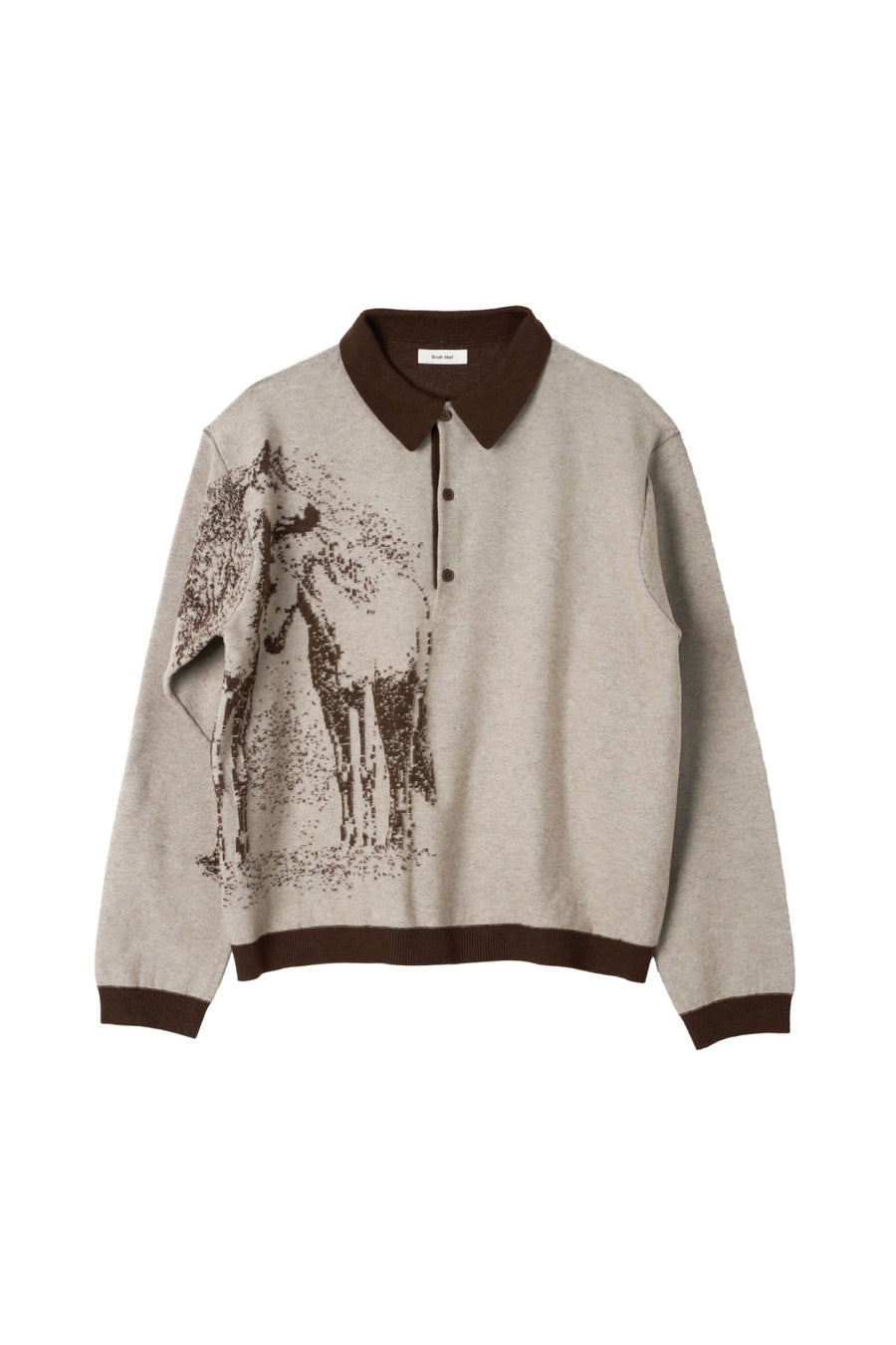 reversible jacquard polo knit(unisex)/brown