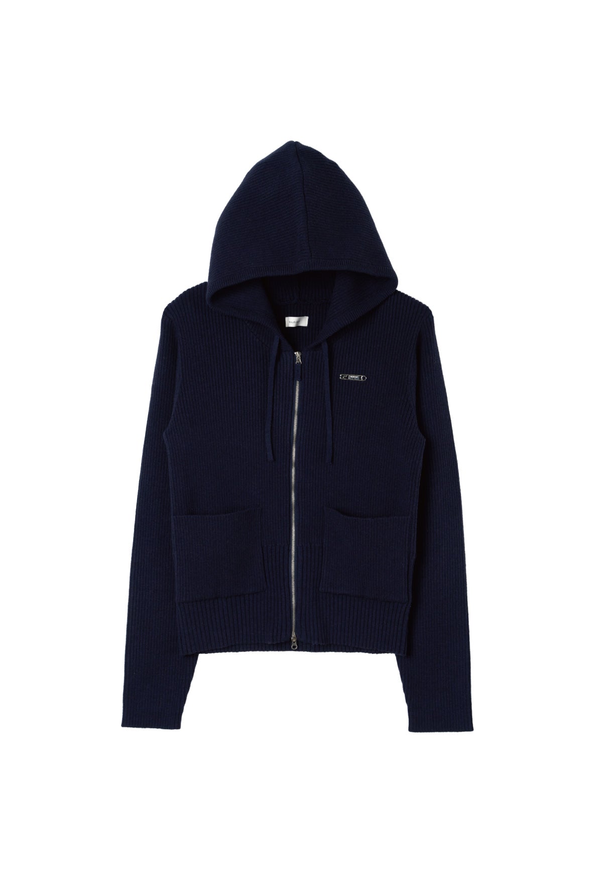 hooded knit parka/navy