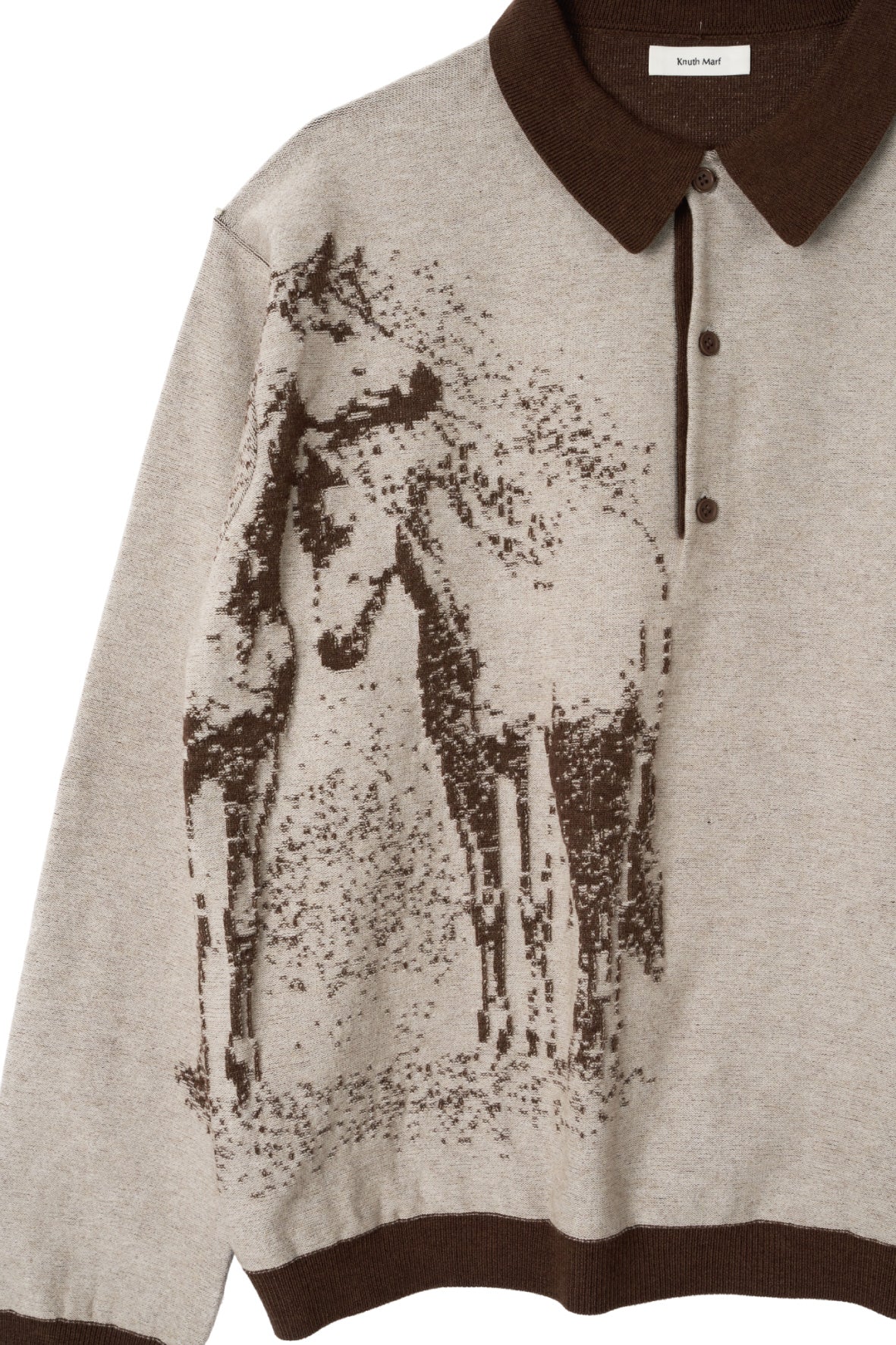 reversible jacquard polo knit(unisex)/brown | KNUTH MARF