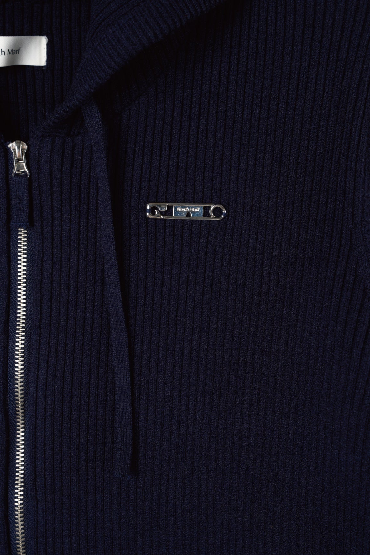 hooded knit parka/navy