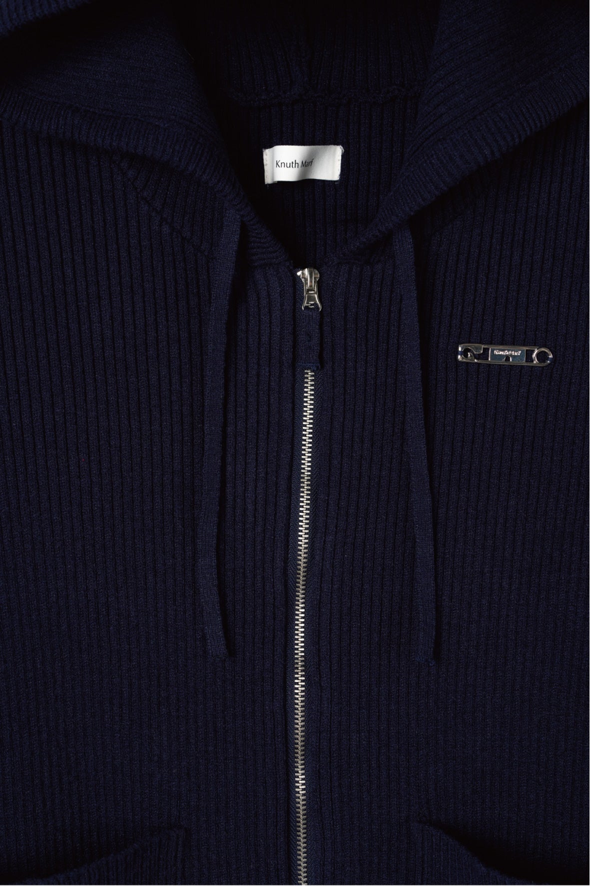 hooded knit parka/navy
