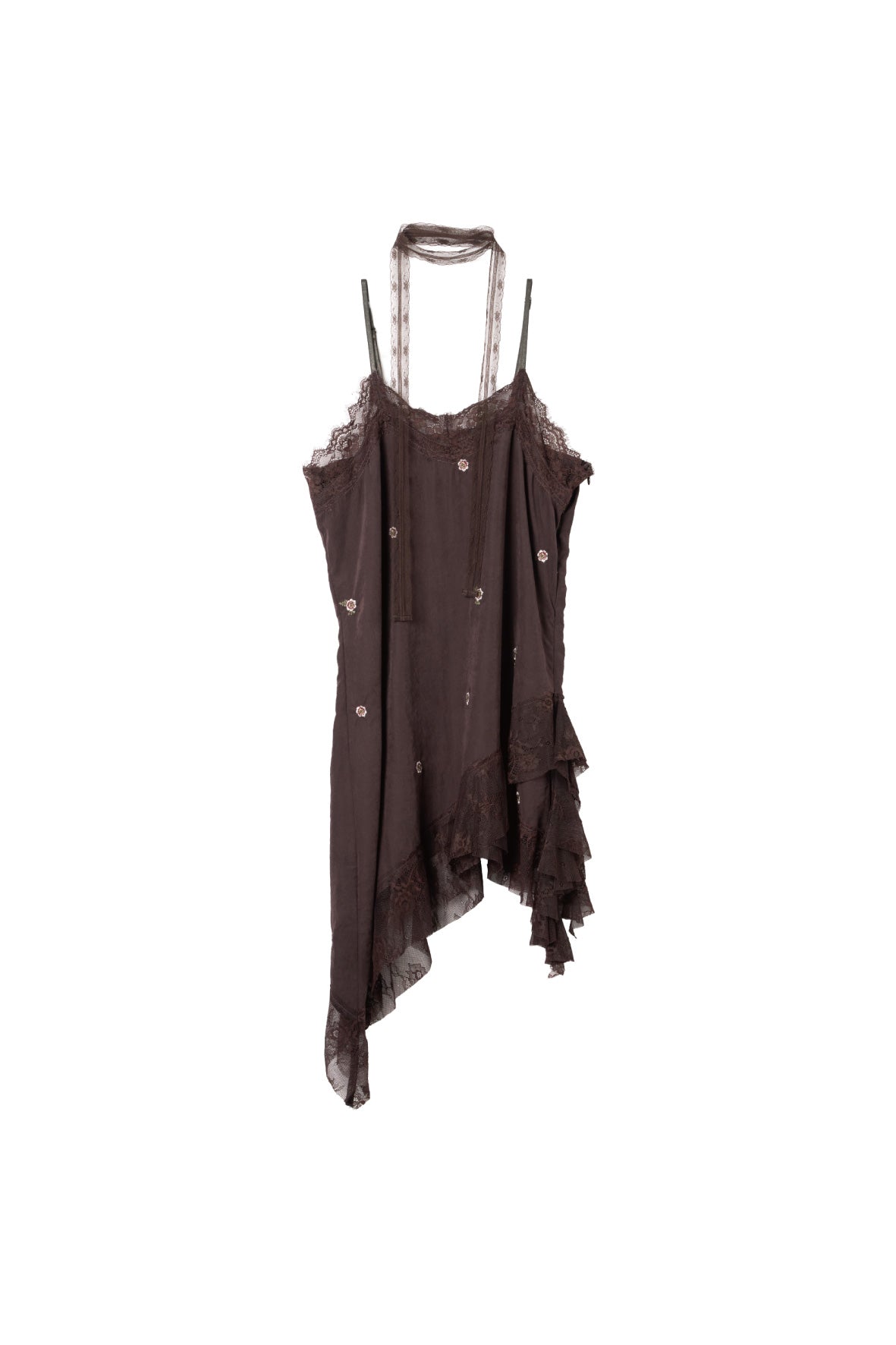 lace cami dress/brown