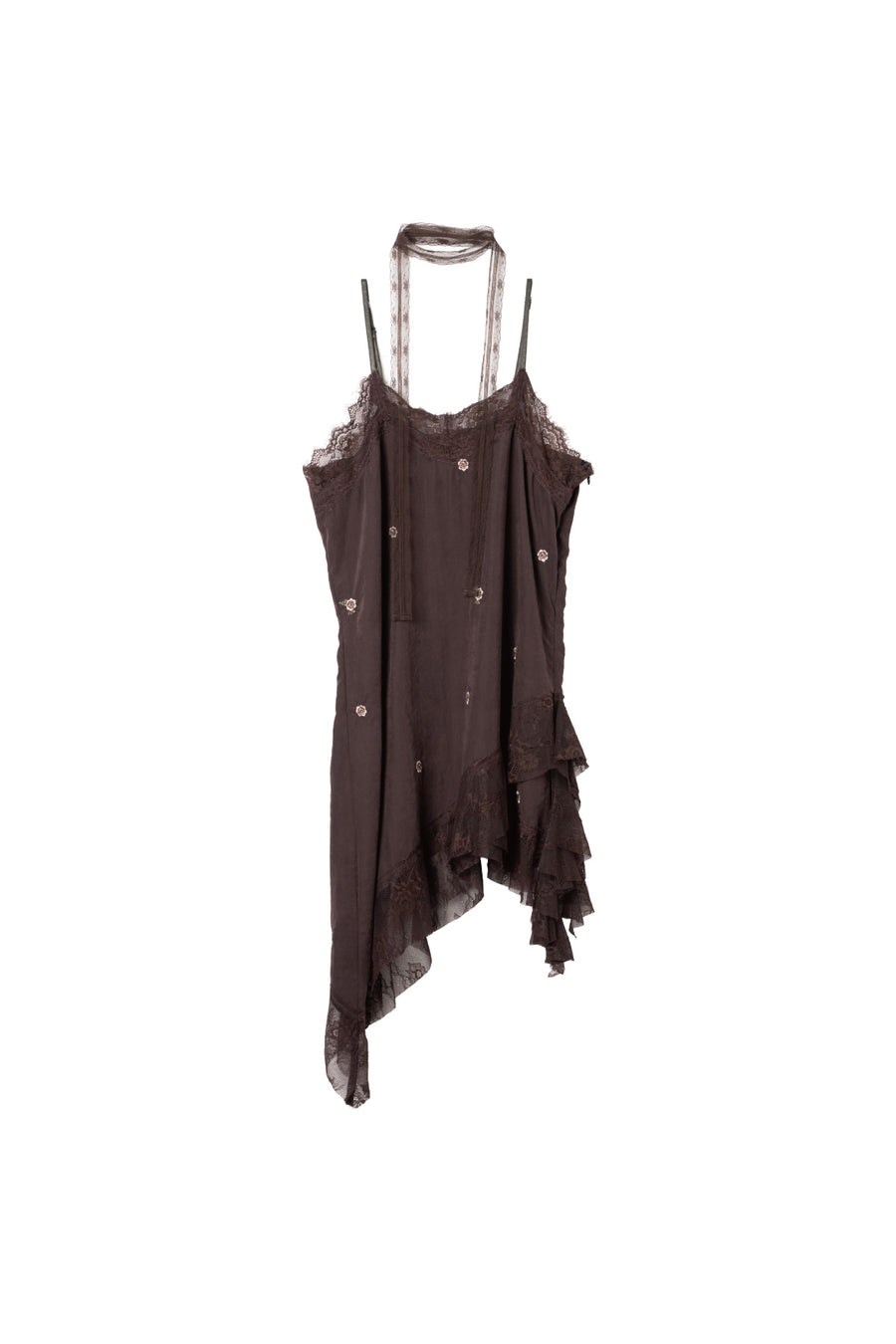 lace cami dress/brown