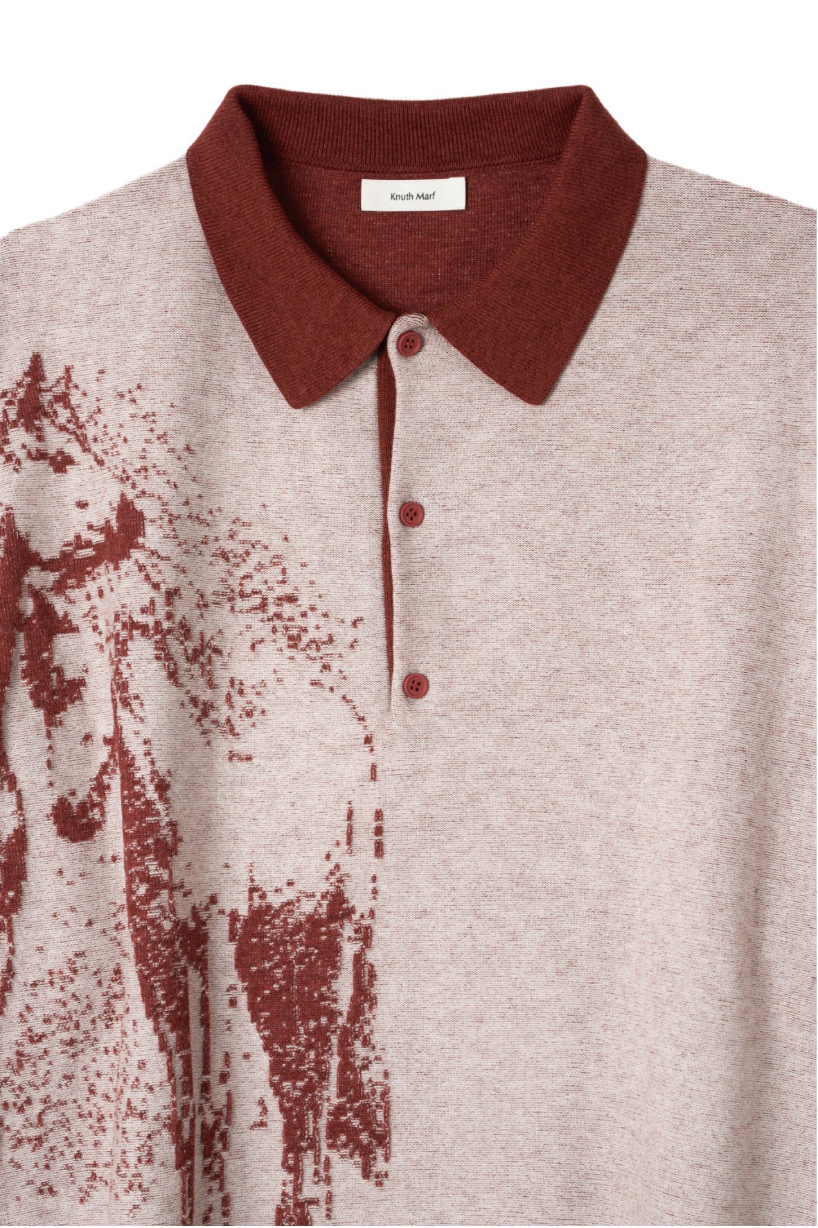 reversible jacquard polo knit(unisex)/red